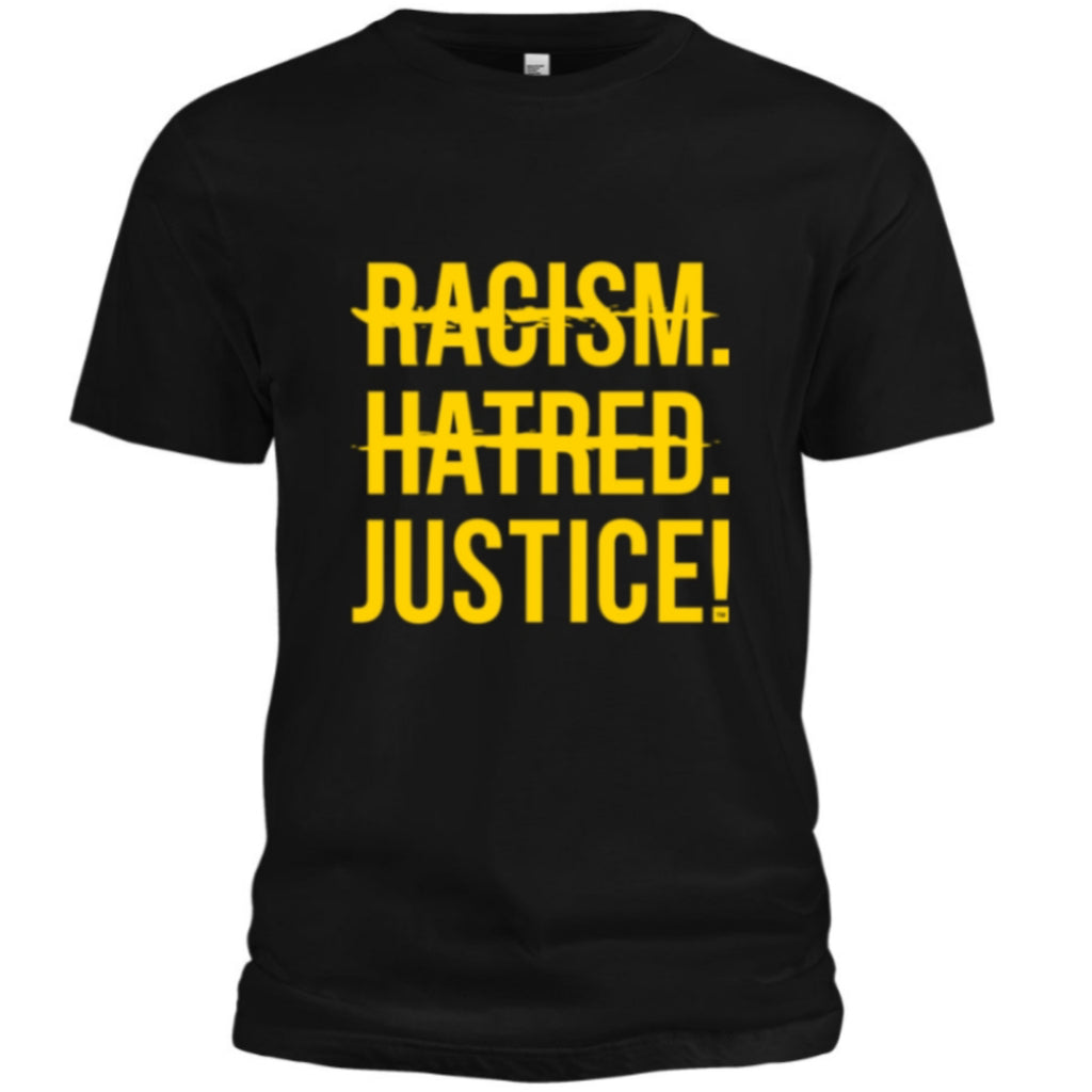 Racism, Hatred, Justice! Signature T-Shirt (Black/Yellow) - Unisex