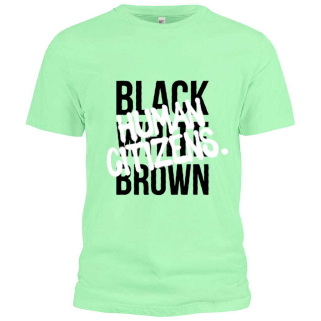 Black, White, Brown, Human Citizens! Spray Paint T-Shirt (Mint/Black/White) - Unisex
